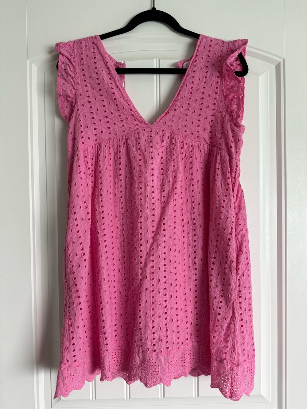 Pink Lily Bright Pink Eyelet Romper
